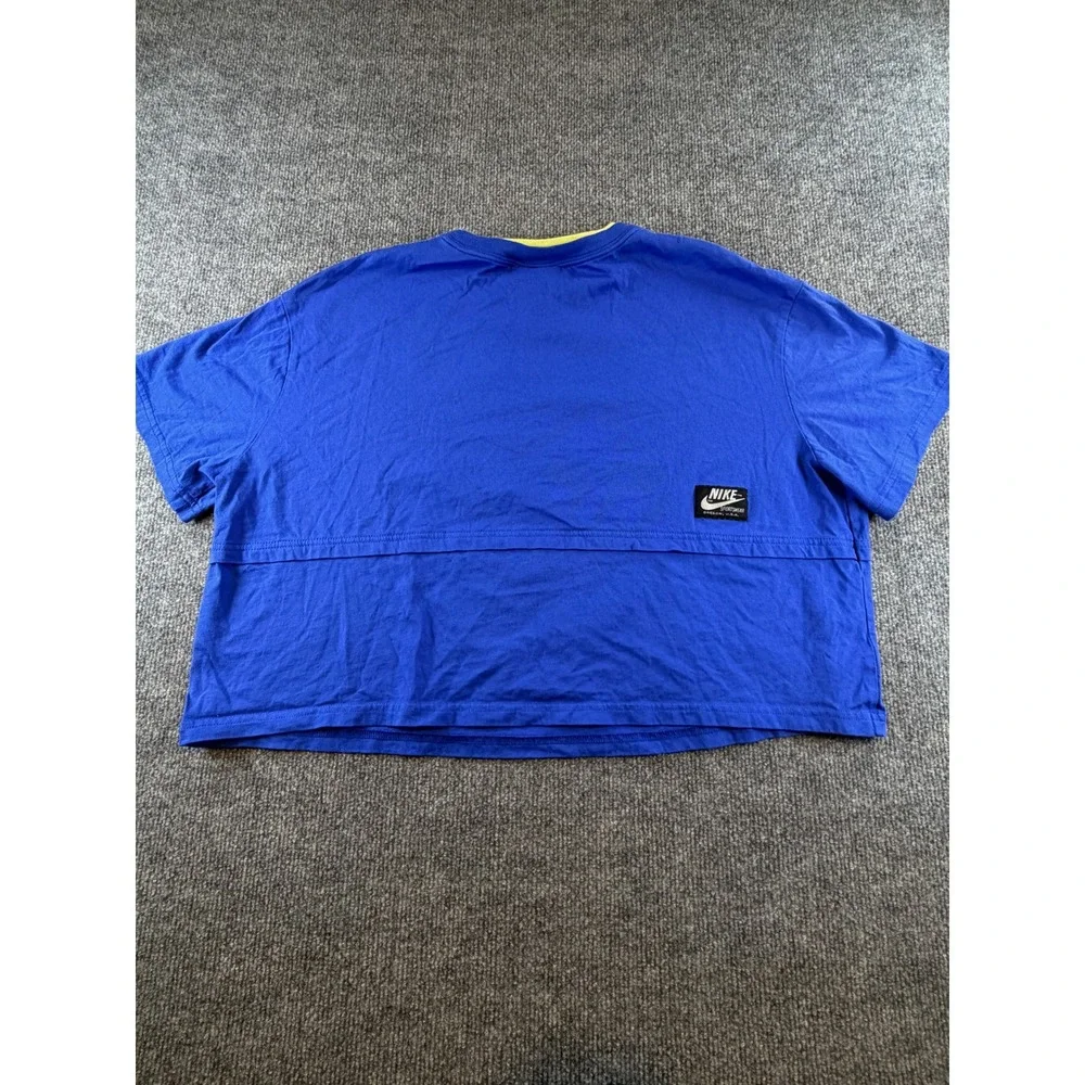Nike Sportswear Womens Blue Cropped Graphic T-Shirt Large Oregon USA Logo Boxy
